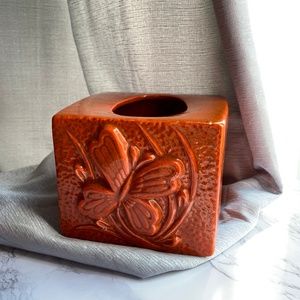 VTG Mid Century Orange Butterfly Tissue Holder